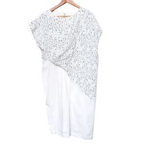 UZI NYC Wave Dress sz M Artsy Minimalist Modern White Black Lagenlook